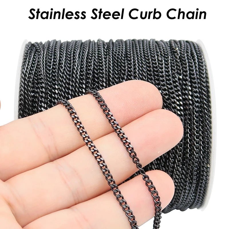 10 Meters - Stainless Steel Chain Bulk Wholesale Tarnish Free Gold Silver Curb Link Chain by Length Yard Foot for Jewelry Making - The Discount Plug