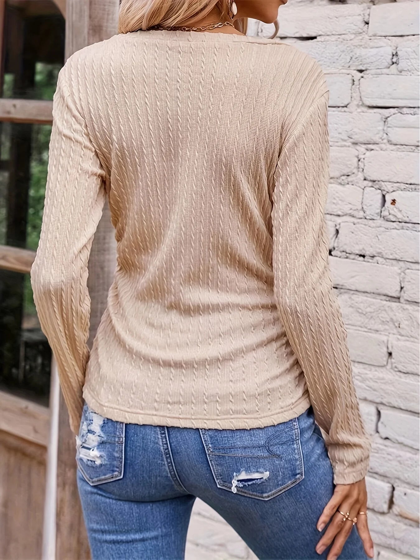 2024 Autumn and Winter Hot Sale Women's Long Sleeve Irregular Slim V Neck Solid Color Knitwear - The Discount Plug