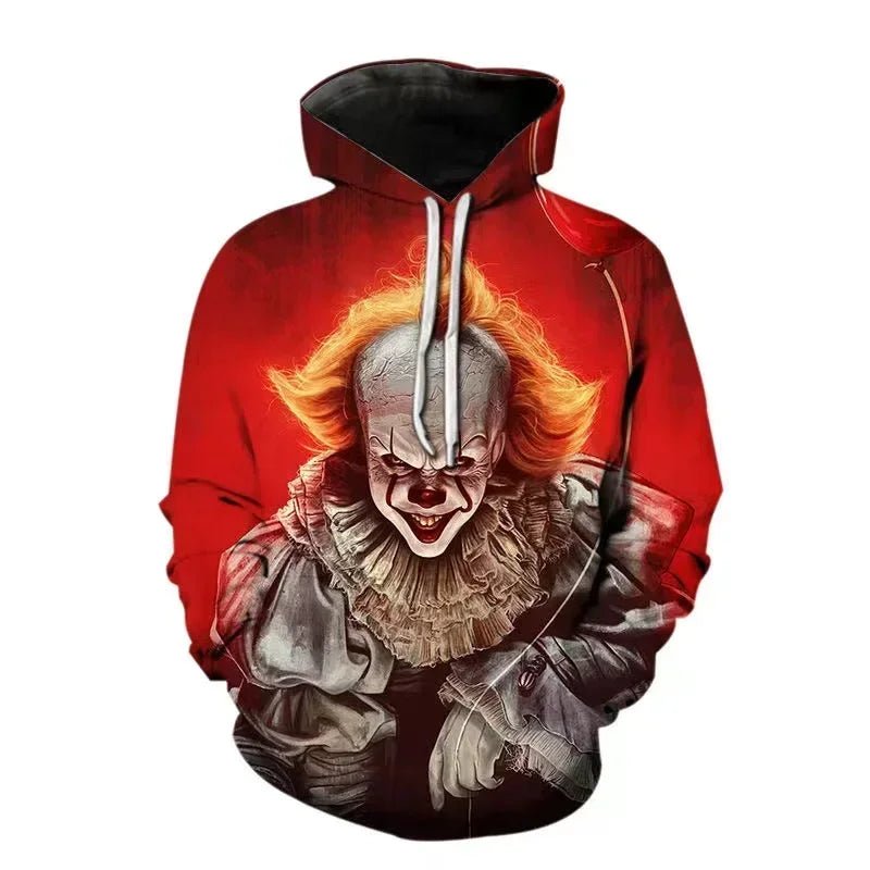 2024 European and American Clown Casual Hoodie 3D Printed Men's Pullover Men's and Women's Fashion Hip - hop Long - sleeved Sweater - The Discount Plug