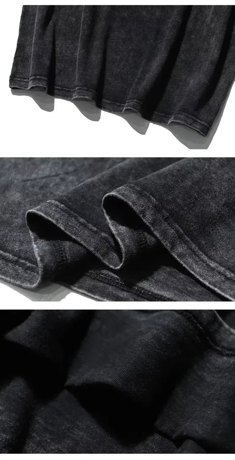 2025 Anime Solo Leveling Sung Jin Woo Printed Washed T-shirt Men Casual Cotton TShirts Manga Vintage T Shirt Harajuku Male Tops - The Discount Plug