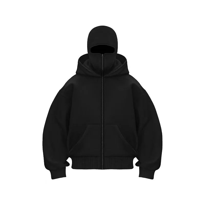 2025 Autumn Men Balaclava Y2K Gothic Harajuku Winter New Item Double Hooded Sweatshirt Men's Hooded Mask Zipper Sportswear Women - The Discount Plug
