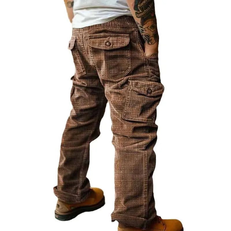 2025 Spring Summer Stylish Straight Cargo Pants Men Casual Texture Corduroy Trousers For Men Daily Leisure Loose Pant Streetwear - The Discount Plug