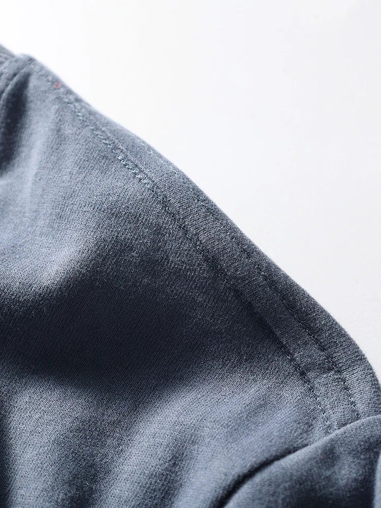 2025 Summer New American Retro Short Sleeve O - neck Solid Color T-shirt Men's Fashion 100% Cotton Washed Casual Terry Cloth Tops - The Discount Plug