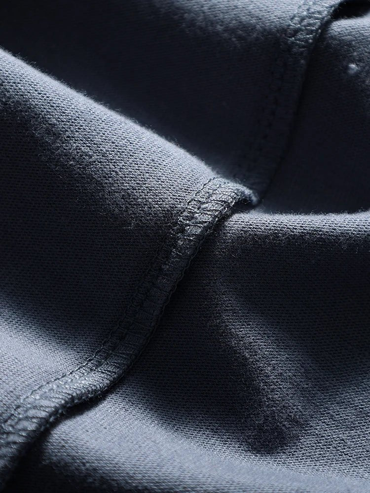 2025 Summer New American Retro Short Sleeve O - neck Solid Color T-shirt Men's Fashion 100% Cotton Washed Casual Terry Cloth Tops - The Discount Plug