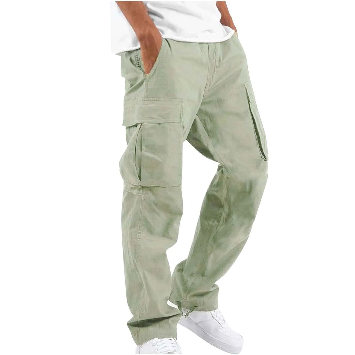 2025new men's workwear pants, European and American men's loose straight casual pants, men's workwear pocket pants - The Discount Plug