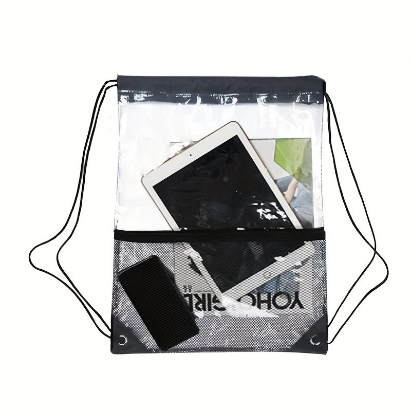 Waterproof Drawstring Backpack - Portable, Clear PVC Bag for Travel, Gym, Sport, Beach (1pc)