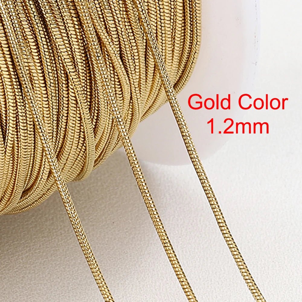 2Meters Stainless Steel Round Snake Chains for Necklace Bracelet Jewelry Making DIY Findings 0.9mm 1.2mm Chain Bulk Wholesale - The Discount Plug