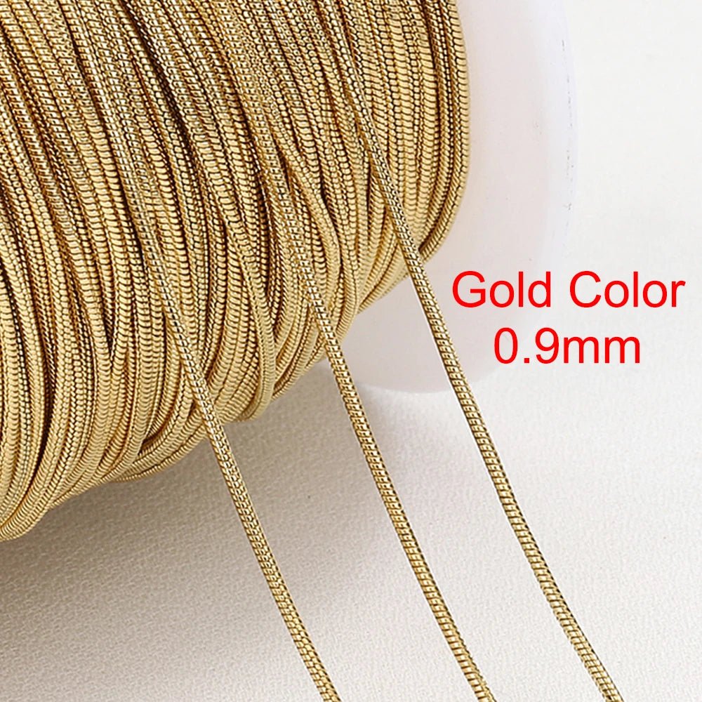2Meters Stainless Steel Round Snake Chains for Necklace Bracelet Jewelry Making DIY Findings 0.9mm 1.2mm Chain Bulk Wholesale - The Discount Plug