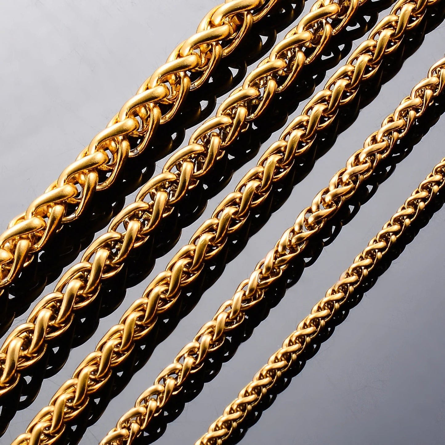 3/4/5/6/7mm Wide Stainless Steel Wheat Weave Chain Necklace Gold Color for Women Men Hip Hop Punk Fashion Jewelry - The Discount Plug
