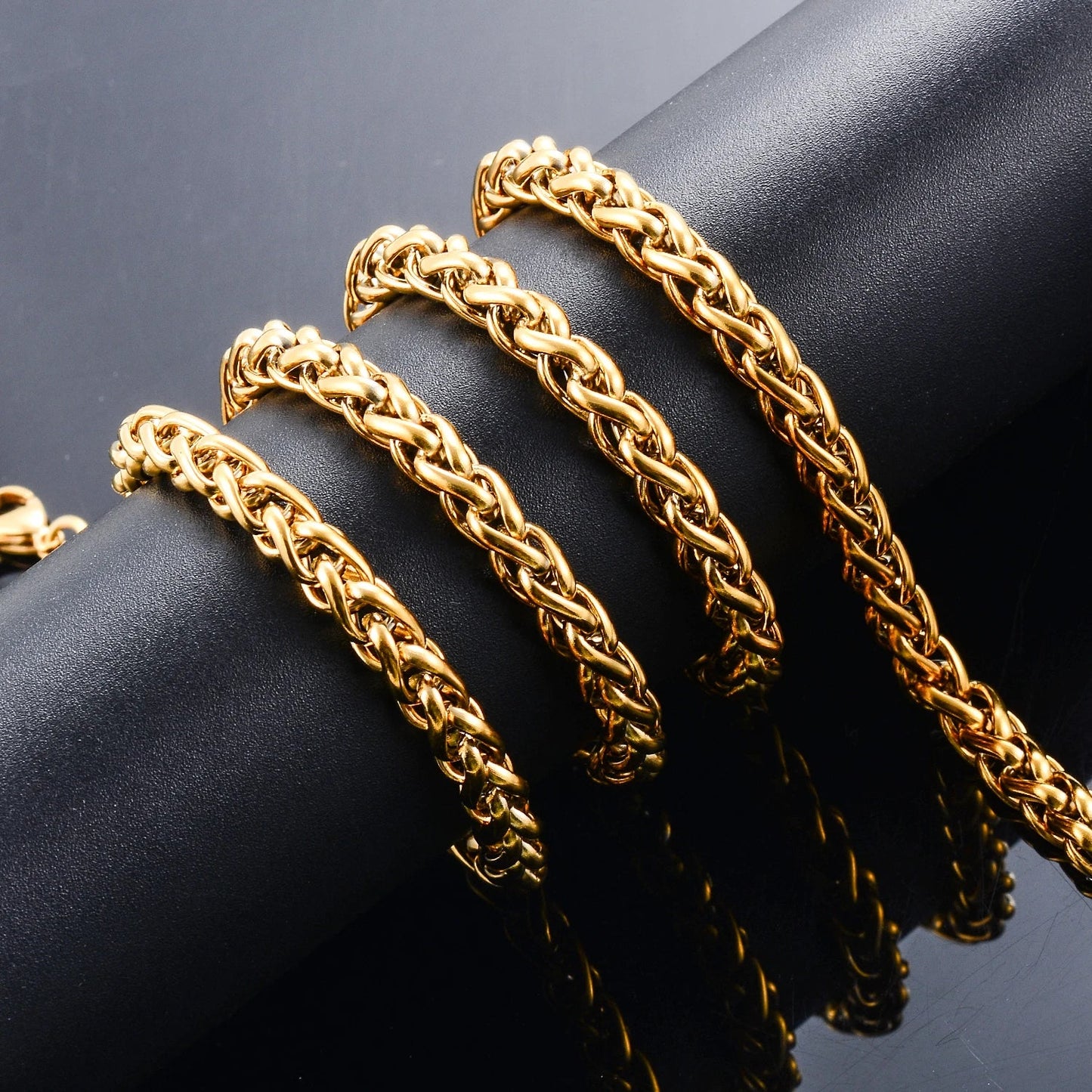 3/4/5/6/7mm Wide Stainless Steel Wheat Weave Chain Necklace Gold Color for Women Men Hip Hop Punk Fashion Jewelry - The Discount Plug