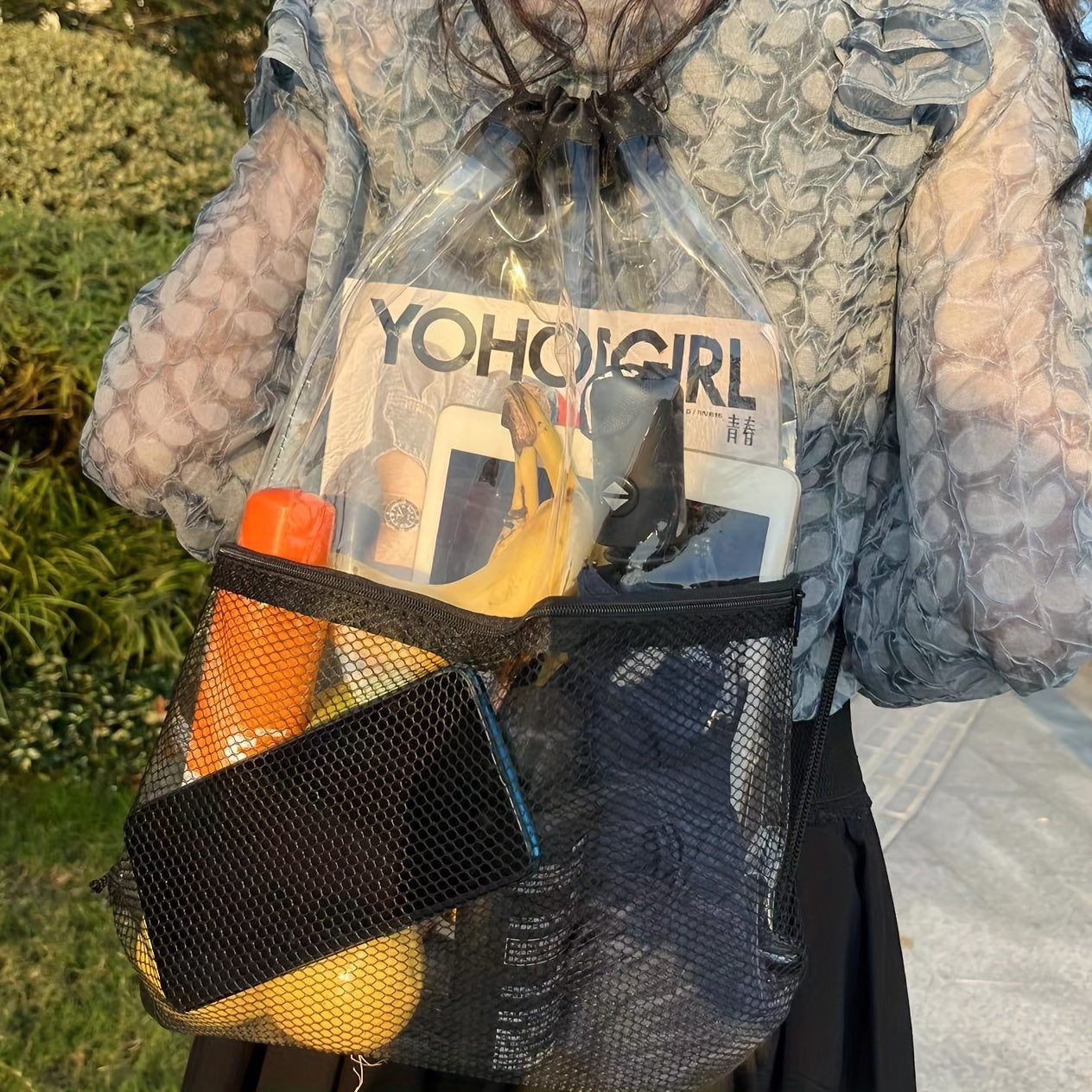 Waterproof Drawstring Backpack - Portable, Clear PVC Bag for Travel, Gym, Sport, Beach (1pc)