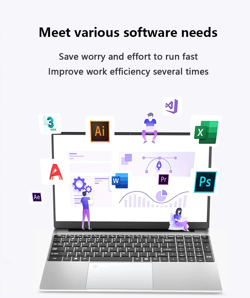 Windows 11 Intel Core i7 8500Y N4000 15.6 inch Portable Laptop Fingerprint Unlock Notebook 16GB 1TB 2TB Gaming Laptops Computer