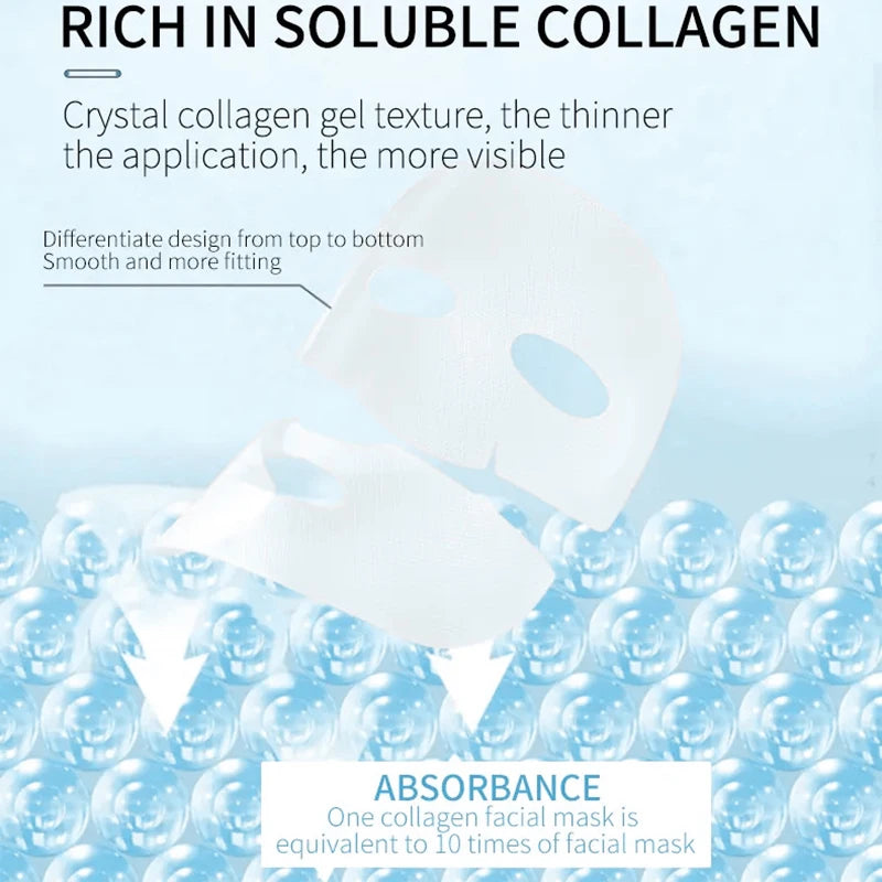 5pcs Collagen Sleeping Mask Set Hydrating Moisturizing Whitening Translucent Thin Smooth Tender Skin Nighttime Facial Care