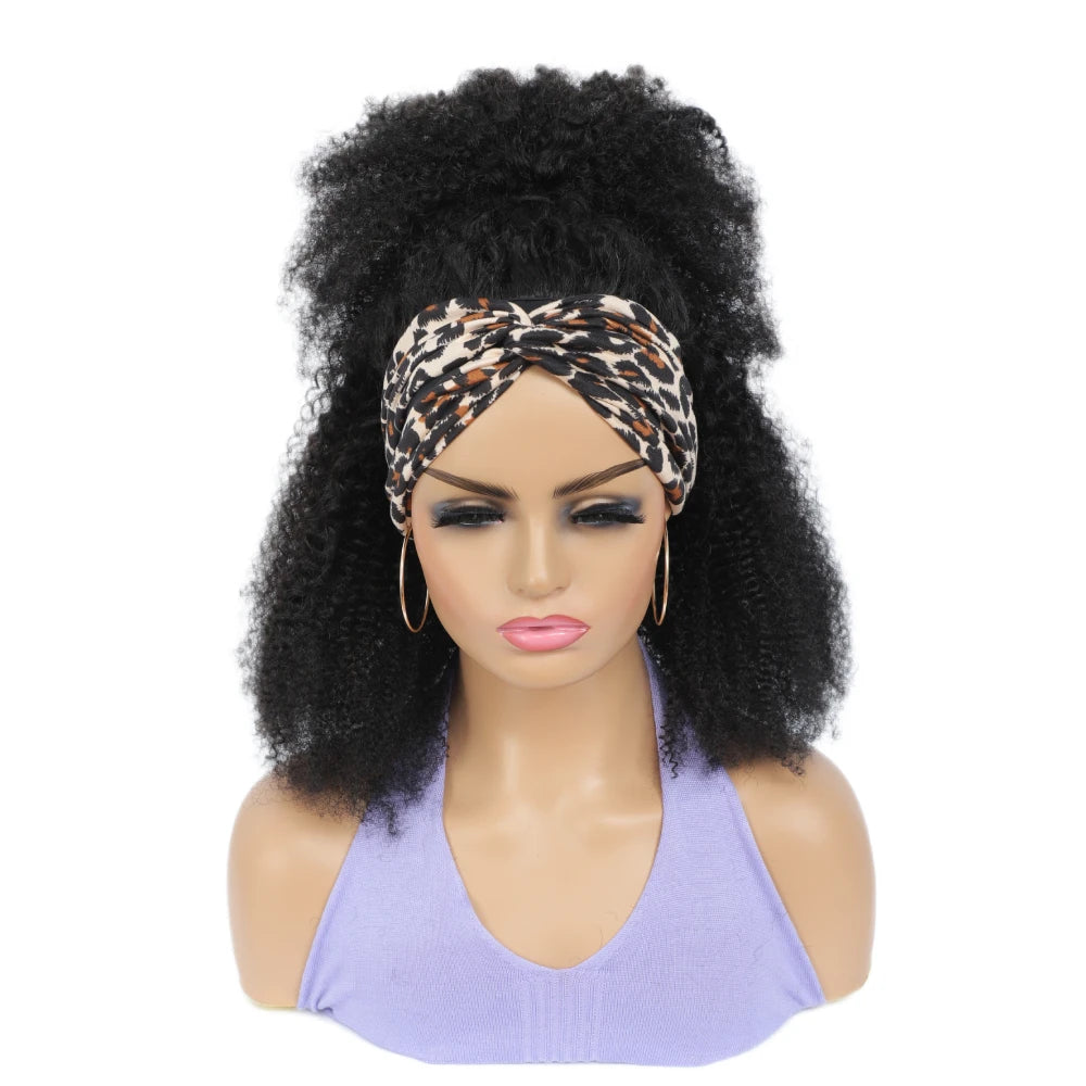 180% Afro Kinky Curly Headband Human Hair Wig For Black Women No Glue No Gel Ready To Wear Natural Brazilian Wigs With Headbands