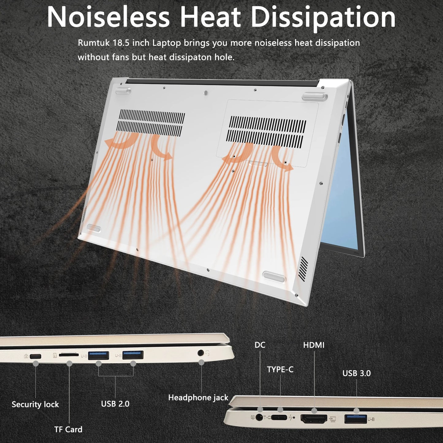 2025 New 18.5" Laptop 16GB RAM 512GB SSD Intel N150 Portable Notebook Lightweight Backlit Keyboard Fingerprint Windows 11