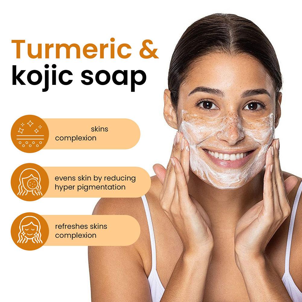 100g Turmeric Hand Made Soap, Lemon Kojic Acid Soap, Shower and Facial Soap Deep Cleaning For Face Body Skin Care