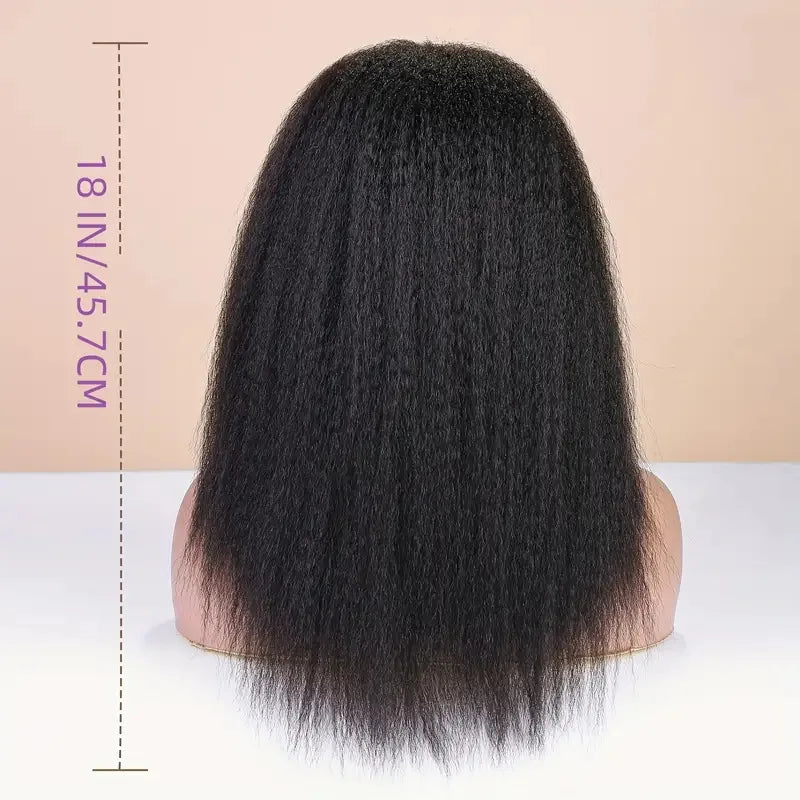 Luxury Glueless Synthetic Black Kinky Straight Headband Wig Heat Resistant High Temperature Fiber Machine Made Wigs for Women