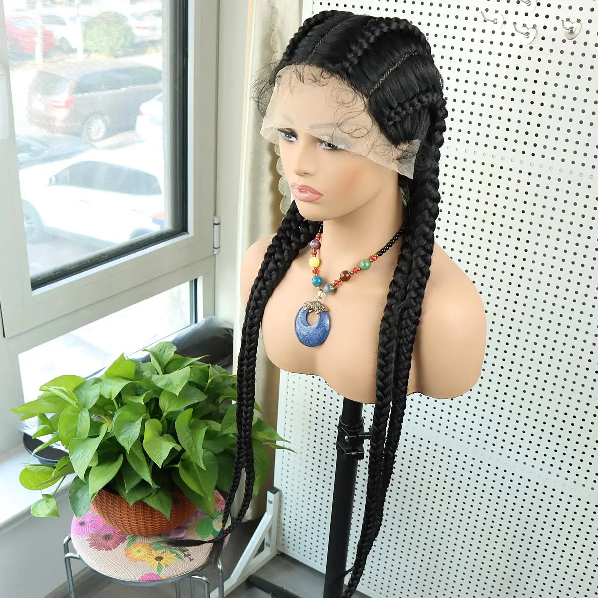 Long Headband Synthetic Braided Wigs With Curly Faux Locs Crochet Braiding Hair Dreadlocks Wrap Wigs for Black Women