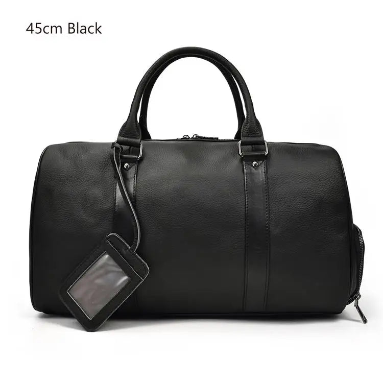 Natural Cowskin Travel Bags Waterproof Men's Leather Overnight Bag Handbag For Plane Luggage Men Male Weekend Bag Business 55cm