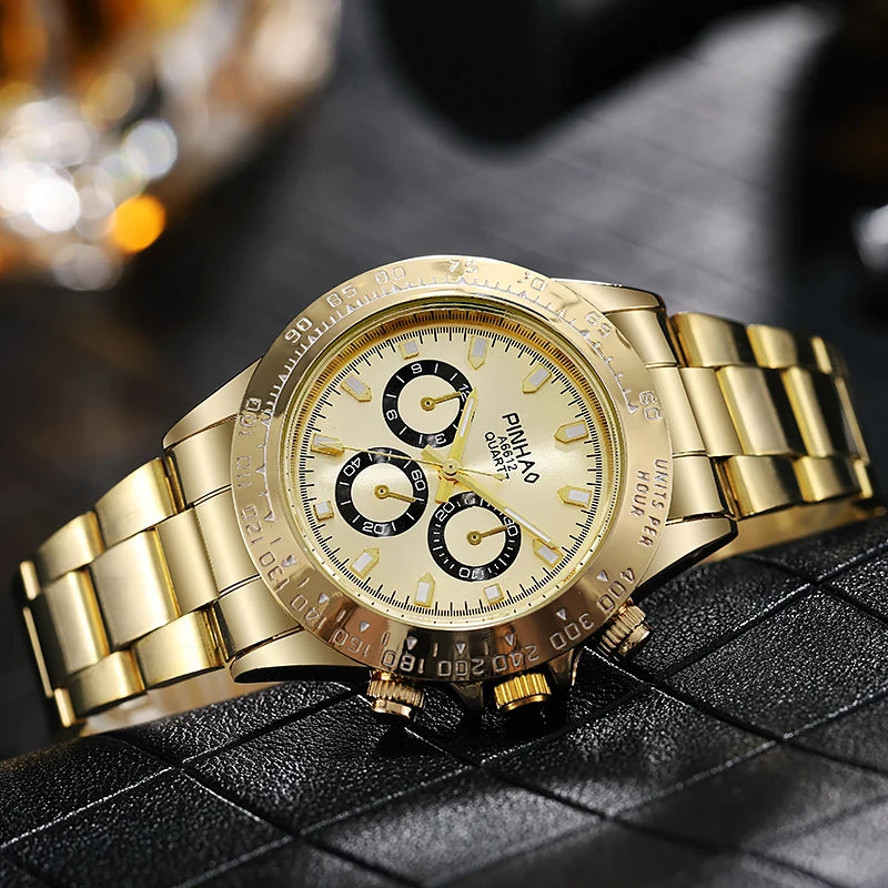 2024 New Fashion Stainless Steel men quartz wristwatches Gold Sliver Luxury Brand Top Quality Men Quartz Watch Relogio Masculino