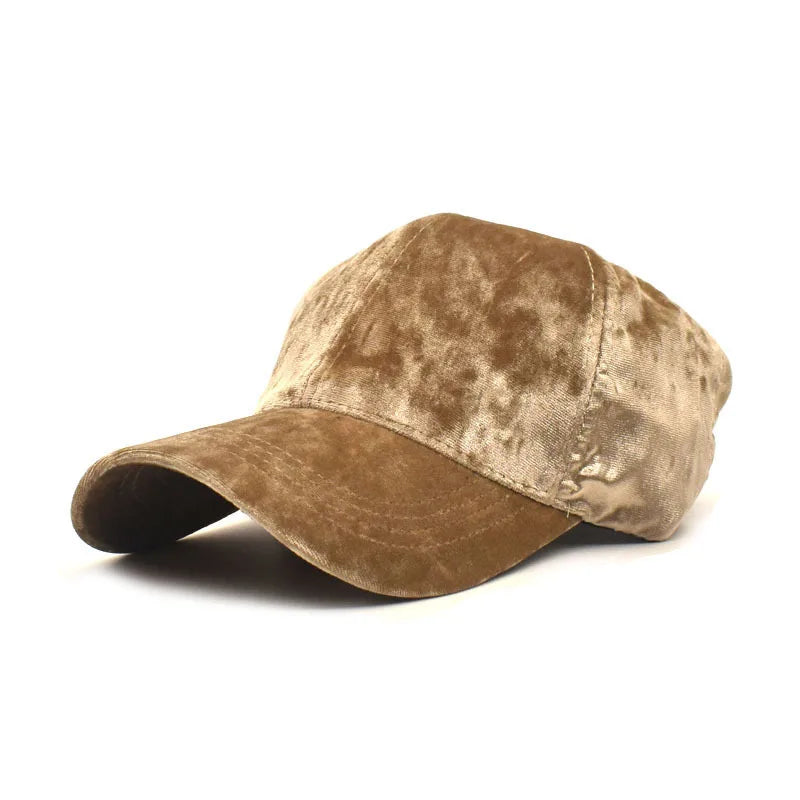Winter Streetwear Golden Velvet Baseball Cap For Women and Men Hip Hop Outdoor Warm Sun Hat Soft Adjustable Casquette Cap