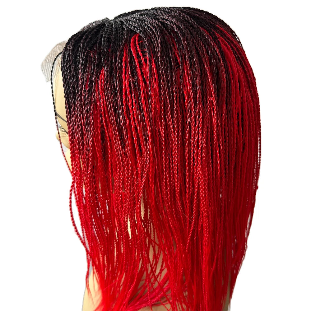 Twist Wig for Black Women Hand Tied Lace Part Braided Synthetic Hair Kinky Curl Transparent Lace High Temperature Fiber Soft