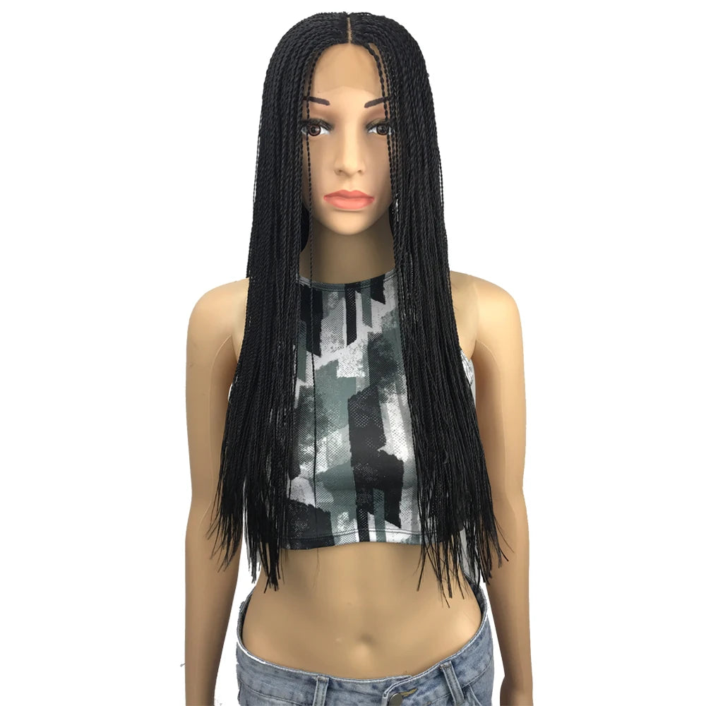 Twist Wig for Black Women Hand Tied Lace Part Braided Synthetic Hair Kinky Curl Transparent Lace High Temperature Fiber Soft