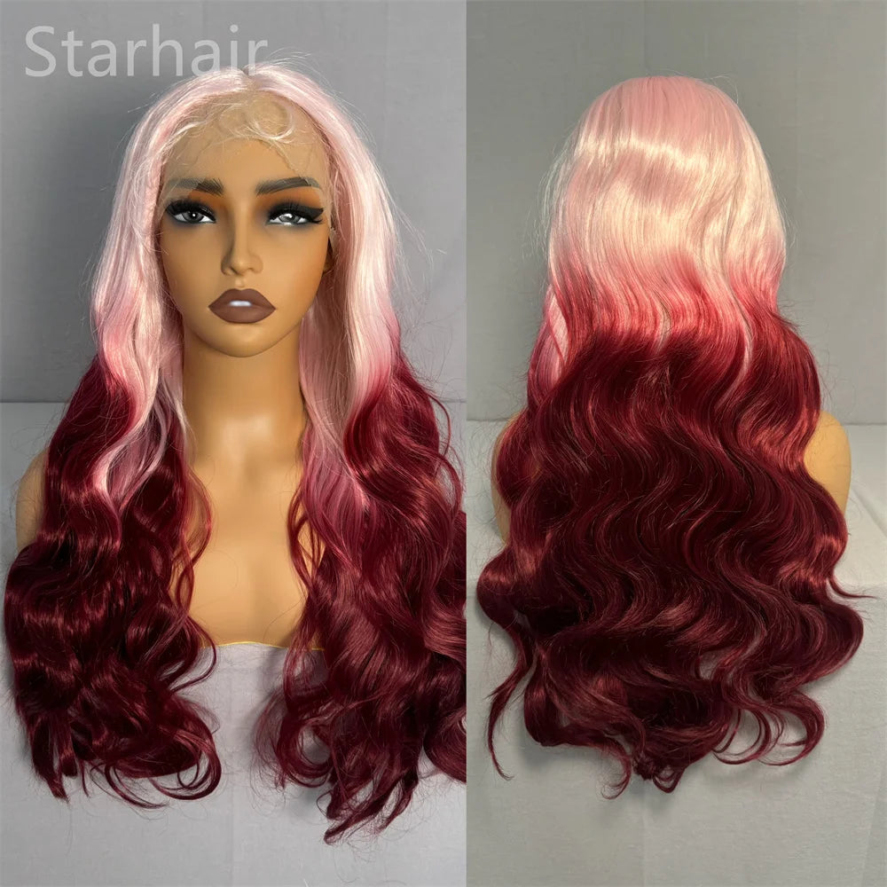 Hot Selling Pre Plucked Hairline 613# Kinky Straight Heat Resistant Glueless Synthetic Lacefront Wig for Black Womens Daily Use