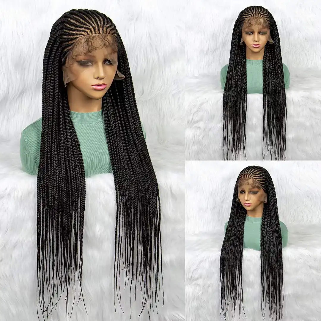 36inch Synthetic Braid Lace Front Wigs for Women Glueless African Box Braided Laces Wigs Vendors Wholesale