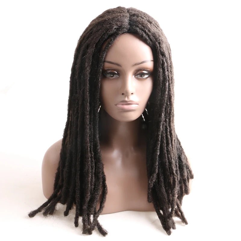 Harmony Hair 18inch Dreadlocks Synthetic Wigs for Men Dreadlock Wig Women None Lace Wigs for Black Low Temperature Synthetic