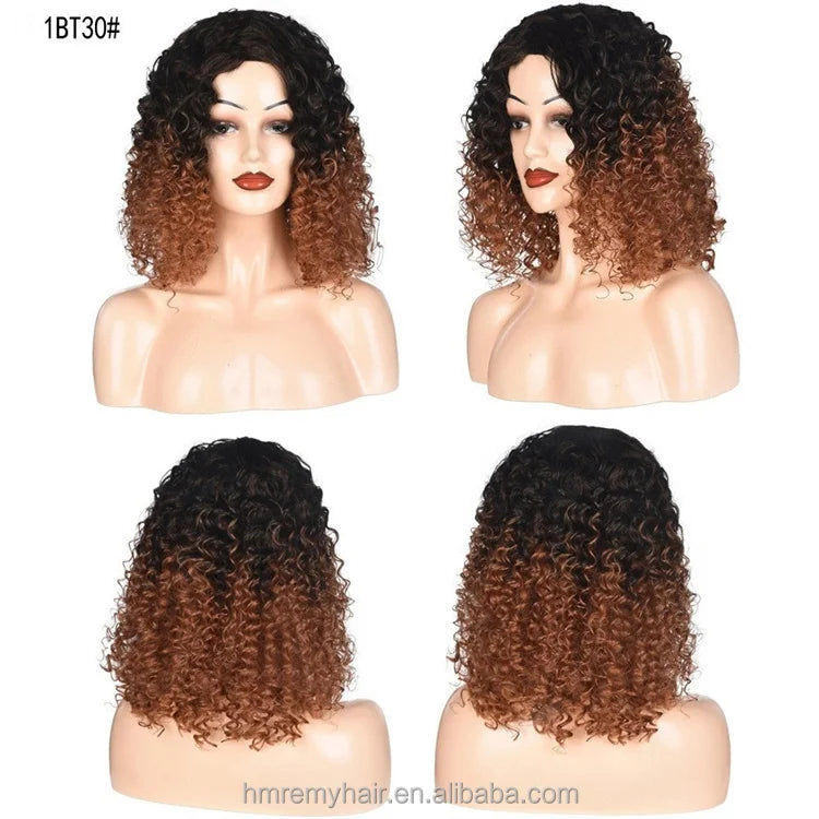 Fast Shipping in Stock Kinky Curly Wig for Black Synthetic 16inch 1B/33 Black Purple Ombre Short BOB Wig Fior Black Women