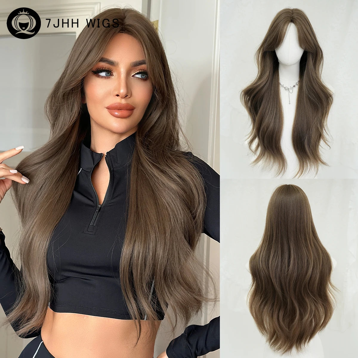 30 Inch Extra Long Brown Curly Middle Parted Synthetic Matte Hair Wig for Women Heat Resistant Temu Hot Sale