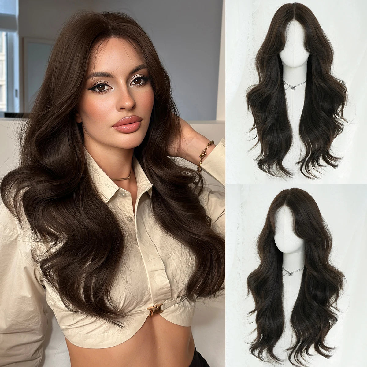 Monotop U Lace Long Straight Layered Wig for Women 26 Inches Friendly Heat Resistant Synthetic Burgundy Wig Natural Hairline