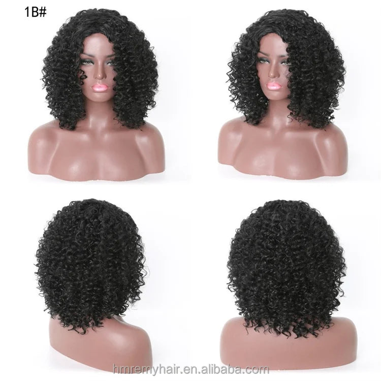 Fast Shipping in Stock Kinky Curly Wig for Black Synthetic 16inch 1B/33 Black Purple Ombre Short BOB Wig Fior Black Women