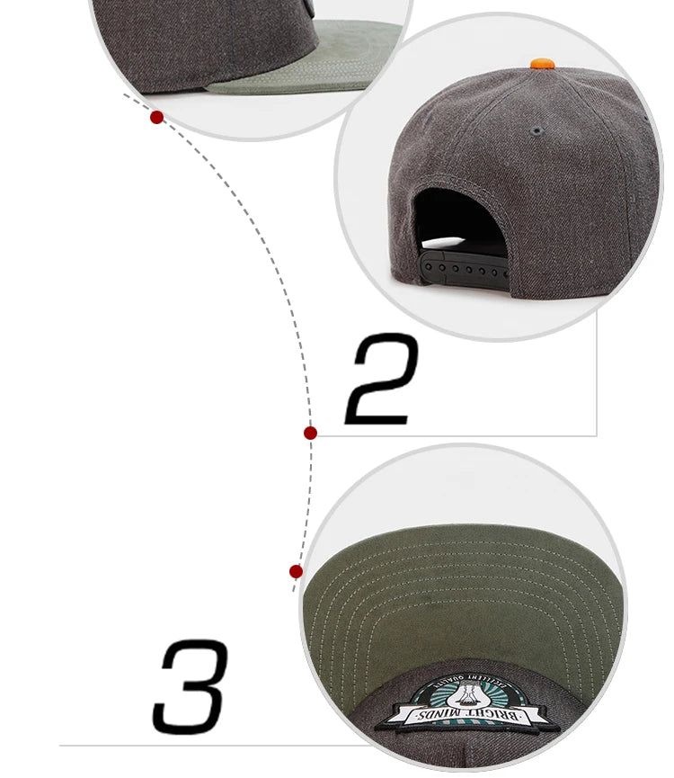 PANGKB Brand BRIGHT MINDS CAP fashion gray hip hop Street dance snapback hat for men women adult outdoor casual sun baseball cap