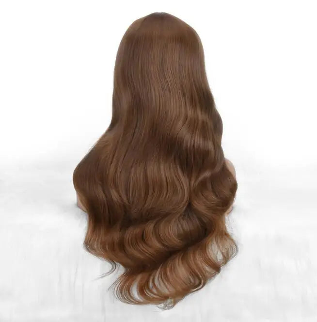Wholesale Machine Made 28 Inch Long Natural Wave High Temperature Synthetic Hair Wigs 150% Density Unique Color Bangs Wig