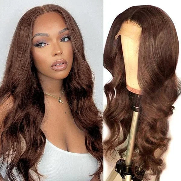 Women's 13*6 Lace Front Synthetic Wig Brown/Blond Long Water Wave Heat Resistant High Temperature Fiber Synthetic Hair Material
