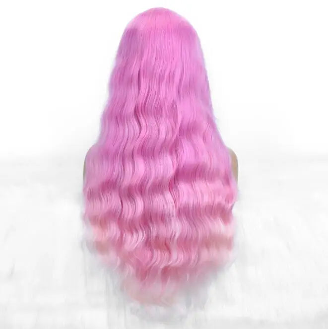 Wholesale Machine Made 28 Inch Long Natural Wave High Temperature Synthetic Hair Wigs 150% Density Unique Color Bangs Wig