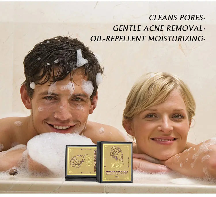 AILKE African Natural Black Soap for Face and Body, Brightening Skin, Reduce Acne, Deep Cleansing, Oil Control, Moisturizing