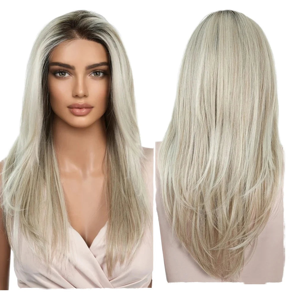 Wholesale Mix Blonde Pink Futura Synthetic Lace Front Wig 24 Inch No Lace Heat Resistant Fiber Futura Hair Wig for Women