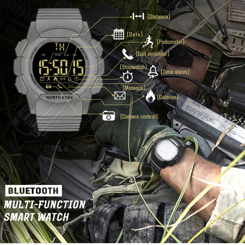 Men's Watch Military Water Resistant 100M NORTH EDGE Sport Watch Army Led Digital Wrist Stopwatches For Male For IOS Android