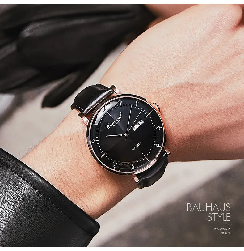 Carnival Brand 3D Curved Dial Luxury Sapphire Automatic Watch for Man Leather MIYIOTA Mechanical Watch Sports Wristwatch Male