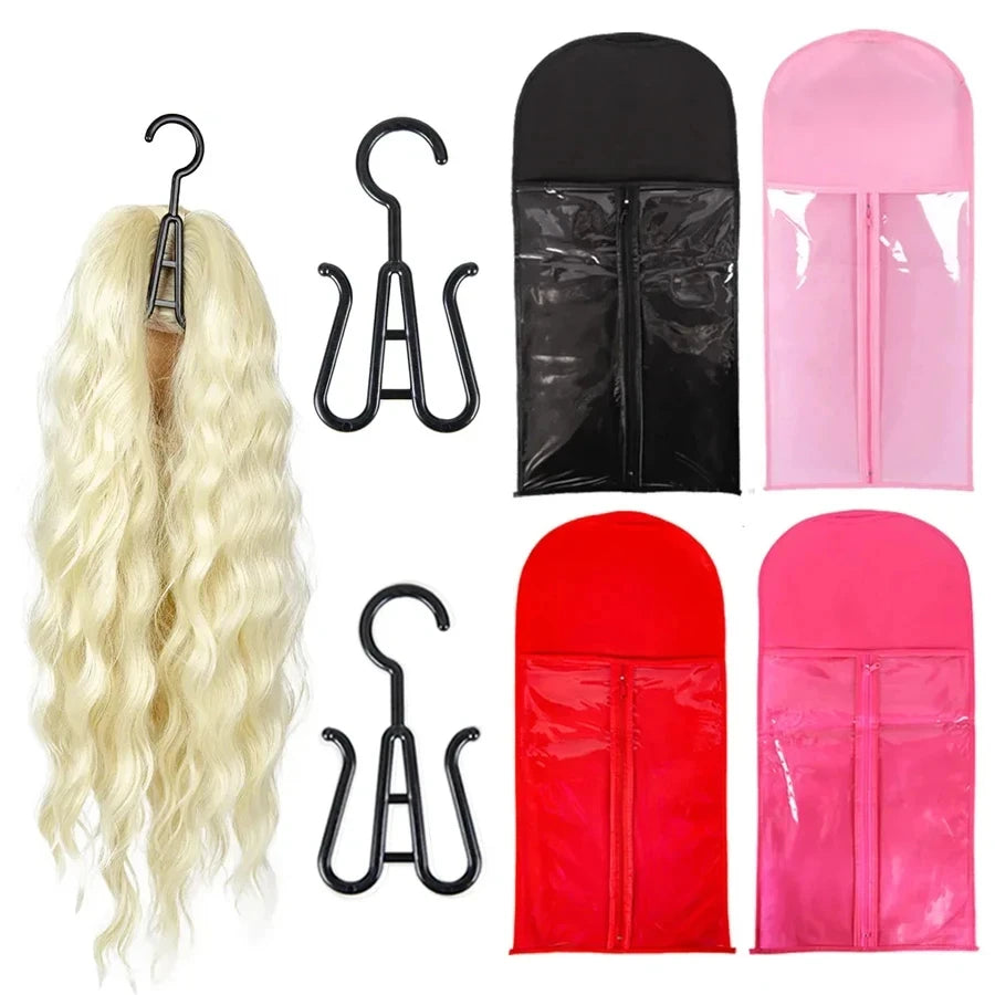 Wholesale Plastic Clear Wig Storage Hanger Bags Hair Packaging Bag Hair Extension Bag