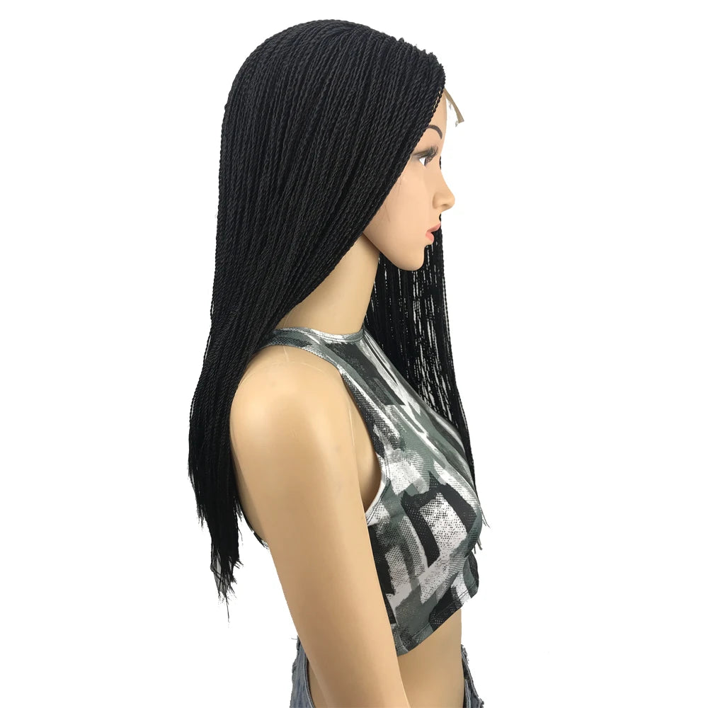 Twist Wig for Black Women Hand Tied Lace Part Braided Synthetic Hair Kinky Curl Transparent Lace High Temperature Fiber Soft