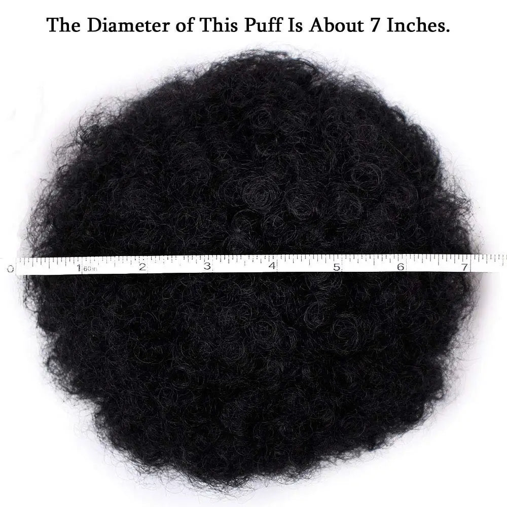 Fujia Synthetic Curly Hair Ponytail African American Short Afro Kinky Curly Wrap Drawstring Puff Ponytail Hair Extensions Wig