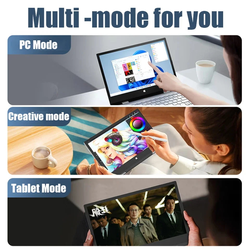 2 in 1 mini Laptop Computer Portable Touch Screen 11.6" Intel N4020 8GB 512GB Windows 11 Pro Office Learning Tablet PC Notebook