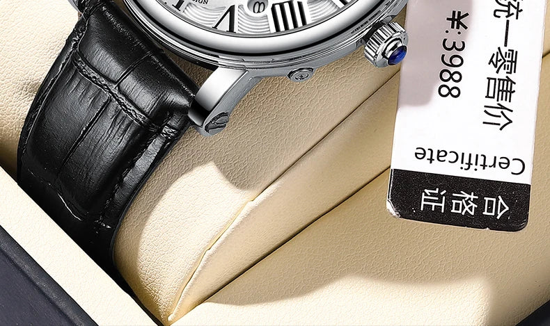 Fashion Mens Watches Top Brand Luxury Genuine Leather Strap Quartz Men's Watch Business Casual Date Chronograph Watch Men