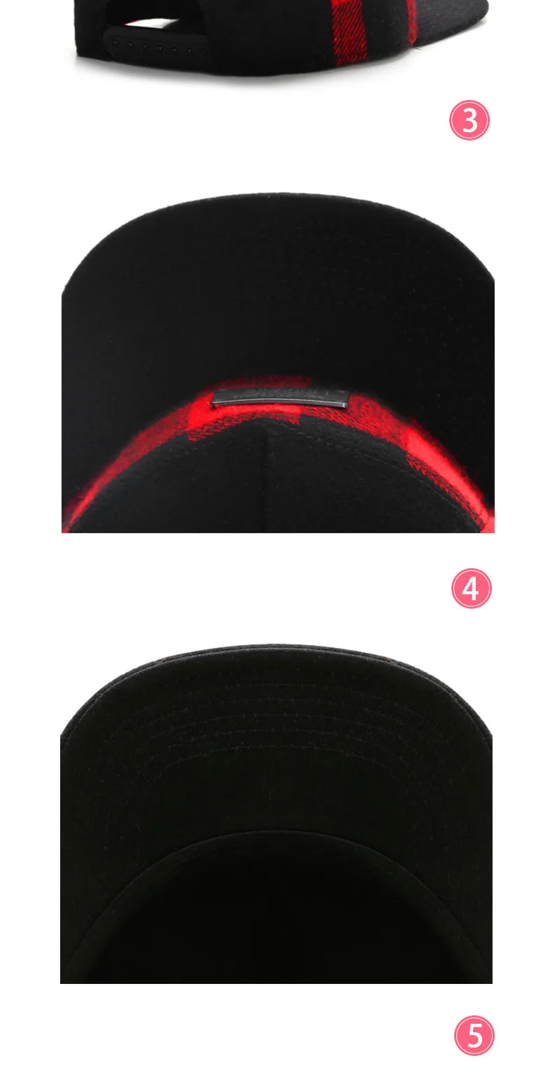 FEI M Fashion PLATED CAP Plaid Adjustable Snapback Cap Outdoor Adult Casual Sports Trucker Hat