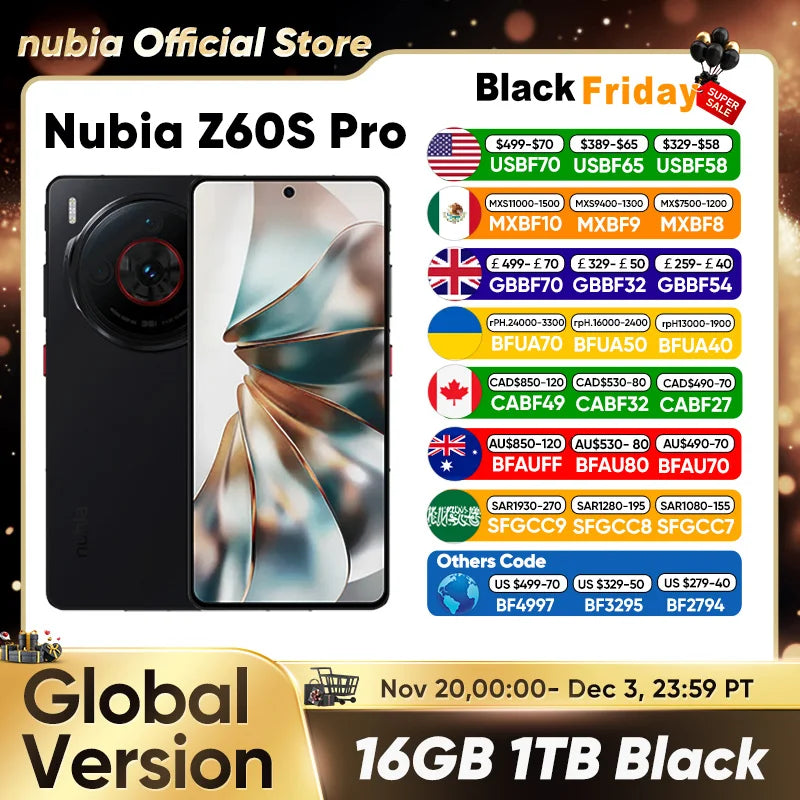 Nubia Z60S Pro Global Version 5G Android Cellphone Snapdragon 8 Gen 2 50MP Triple Camera 120Hz 6.78" AMOLED Screen NFC 5100mAh