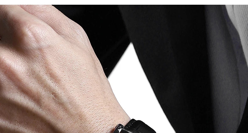 Fashion Mens Watches Top Brand Luxury Genuine Leather Strap Quartz Men's Watch Business Casual Date Chronograph Watch Men